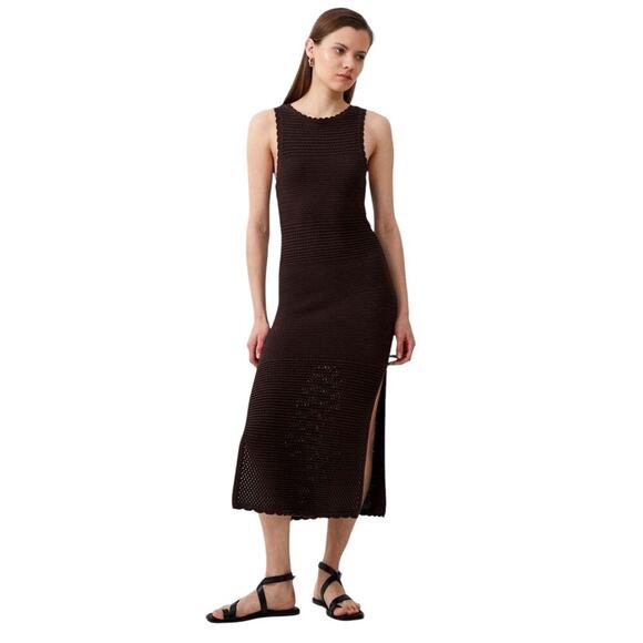 French Connection Momo Nellis Crochet Dress M NWT brown Resort Coastal Chic - Picture 2 of 10